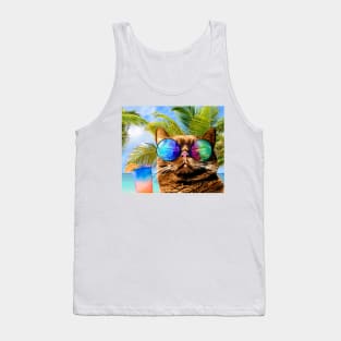 Funny Cat on Beach 675 Tank Top